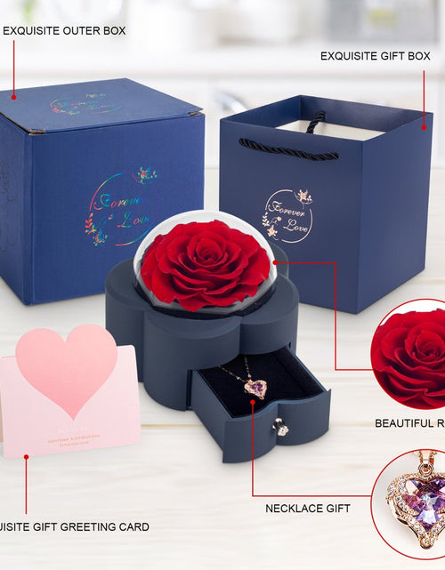 Load image into Gallery viewer, Preserved Flowers Whit High-End Rose Necklace Gift Box, Mother&#39;S Day,Valentine&#39;S Day,Christmas,Thanksgiving,Anniversary,Romantic Surprise Gift for Proposing Women (Red Flower)
