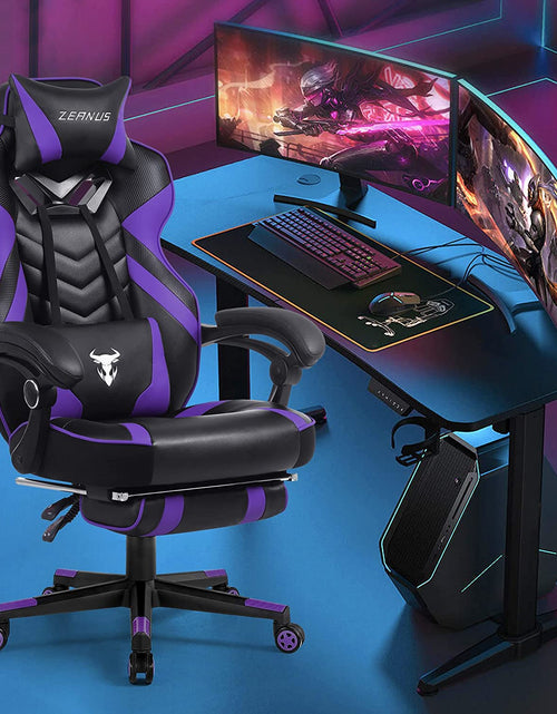 Load image into Gallery viewer, Purple Gaming Chair Reclining Computer Chair with Footrest High Back Gamer Chair with Massage Large Computer Gaming Chair Racing Style Chair for Gaming Big and Tall Gaming Chairs for Adult
