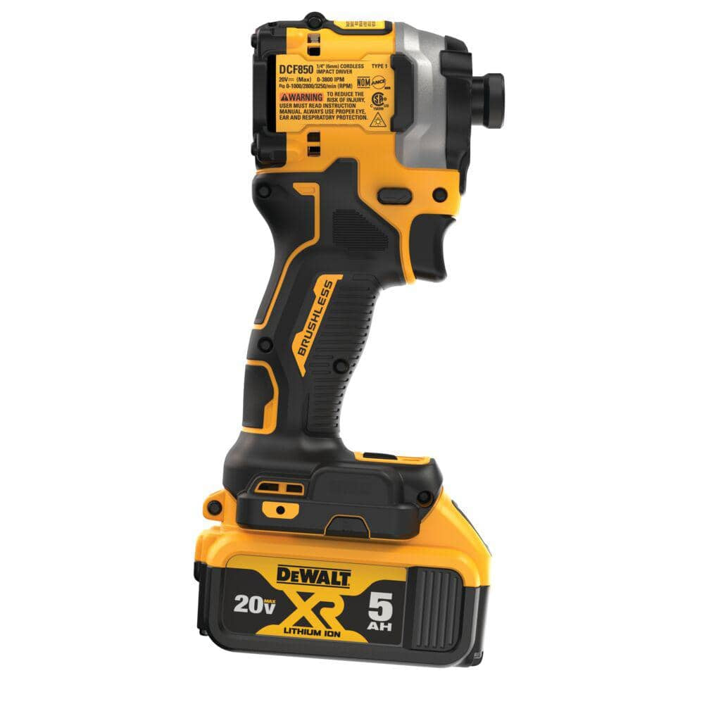 ATOMIC 20V MAX Lithium-Ion Cordless 1/4 In. Brushless Impact Driver Kit, 5 Ah Battery, Charger, and Bag