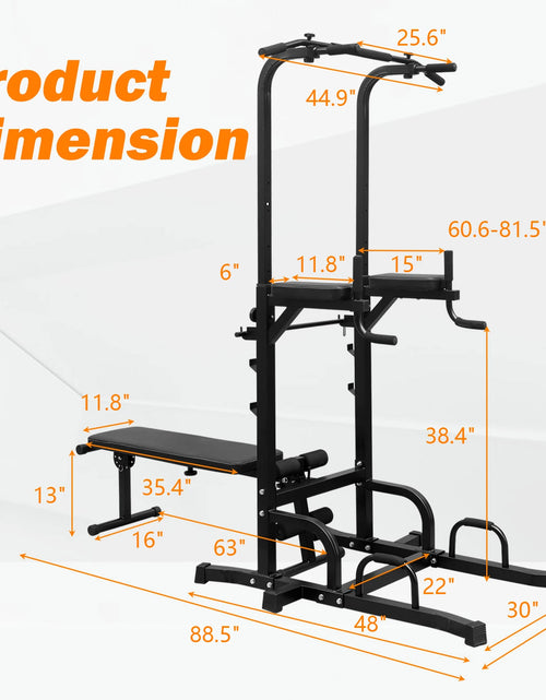 Load image into Gallery viewer, Power Tower Dip Station with Bench Pull up Bar Stand Adjustable Height Heavy Duty Multi-Function Fitness Training Equipment For
