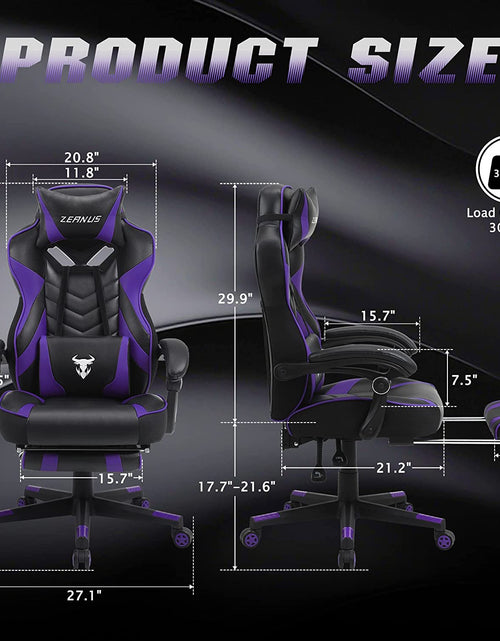Load image into Gallery viewer, Purple Gaming Chair Reclining Computer Chair with Footrest High Back Gamer Chair with Massage Large Computer Gaming Chair Racing Style Chair for Gaming Big and Tall Gaming Chairs for Adult
