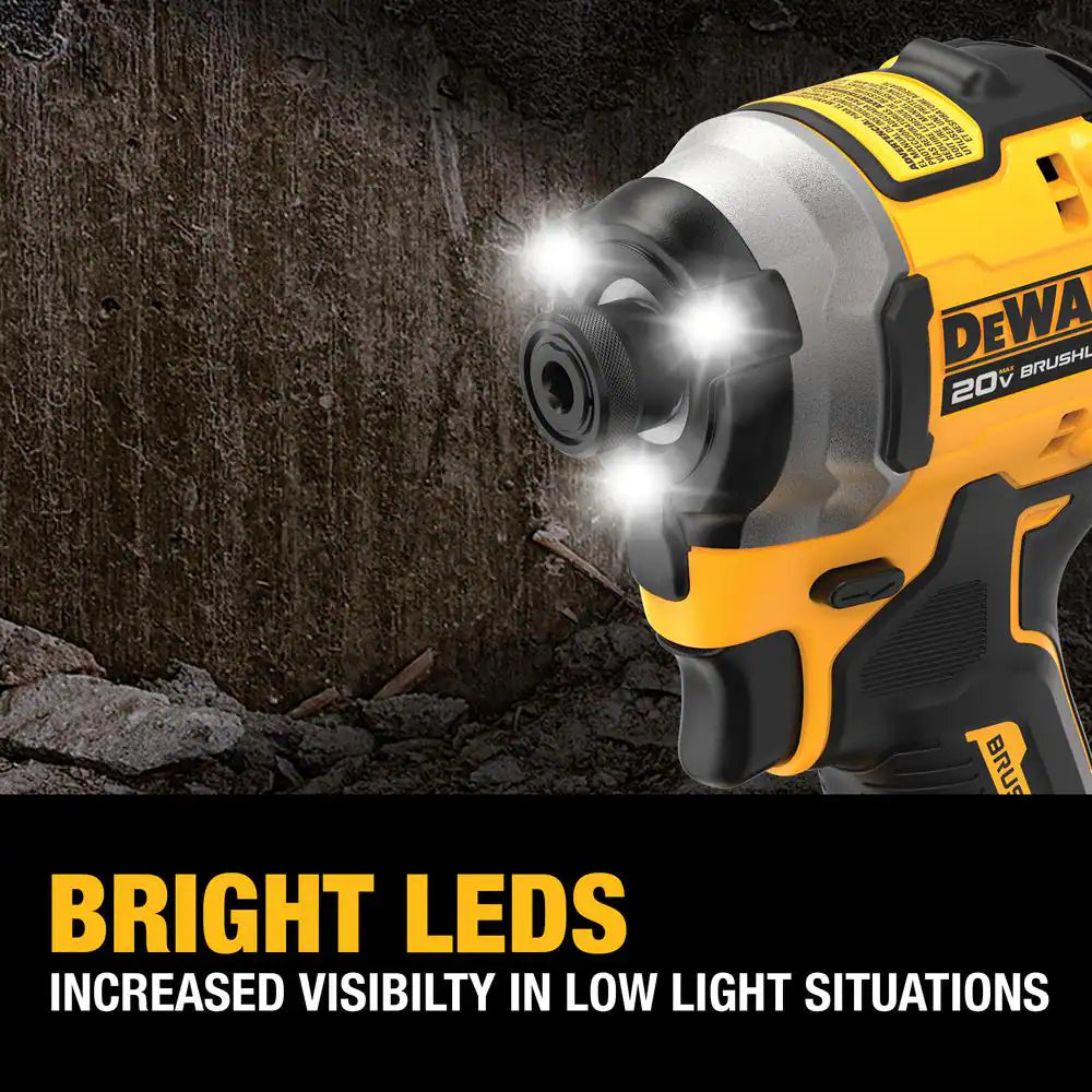 ATOMIC 20V MAX Lithium-Ion Cordless 1/4 In. Brushless Impact Driver Kit, 5 Ah Battery, Charger, and Bag