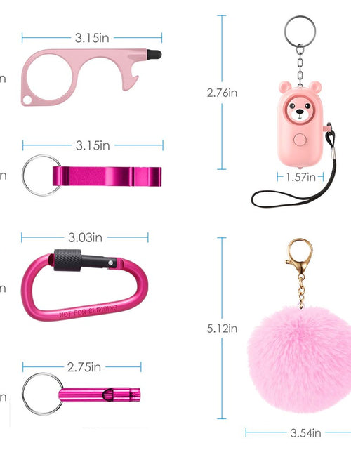 Load image into Gallery viewer, Keychain for Women,  Safety Keychain Set with Alarm 6 Pcs Keychain Accessories Keychain for Kids Girls Woman Pink
